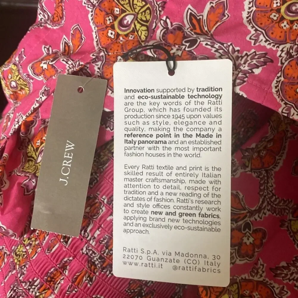 J. Crew Puff-sleeve squareneck top in Ratti® pink blooms print